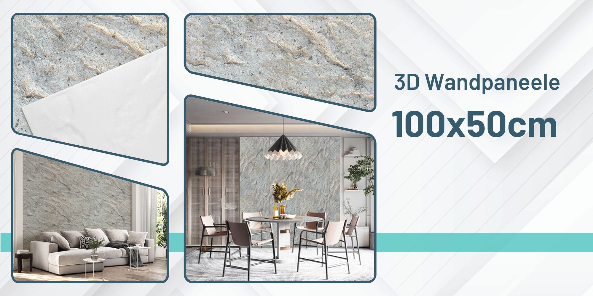 DECCART | 3D-Deckenplatten | Gold-Wandpaneele | Boulder 73 | Felsimitation | 100x50cm | 12m2