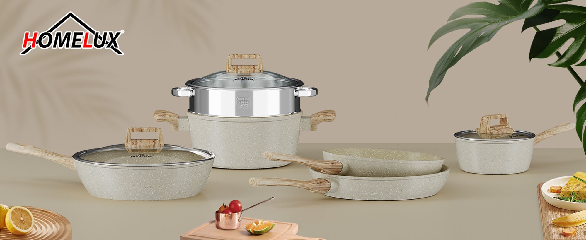 Topfsets, 12-teilige Kochtopfset Antihaft-beschichtete, Aluminium Topfset Induktion Induktionstöpfe mit Deckel, ,Töpfe & pfannen, Beige