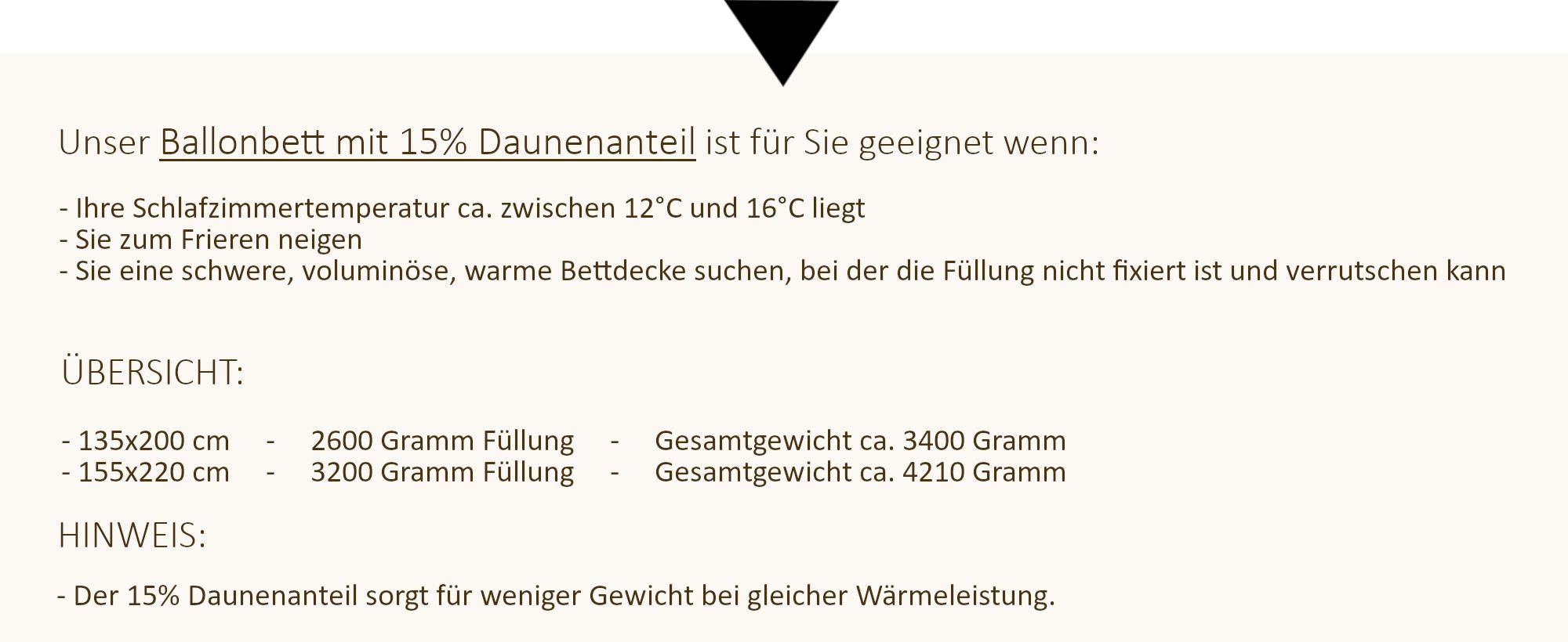 Ballonbett Kuschelzeit in 155x220 cm - mit 3700 Gramm Füllung aus 100% Federn