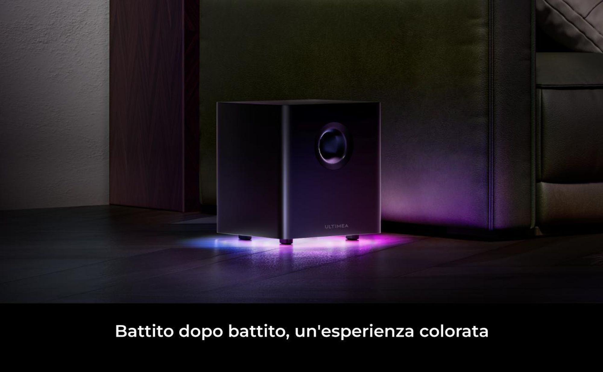 ULTIMEA Soundbar staccabile a 7,1 canali con luce RGB, sistema audio surround virtuale con subwoofer, 2 diffusori surround, 410 W