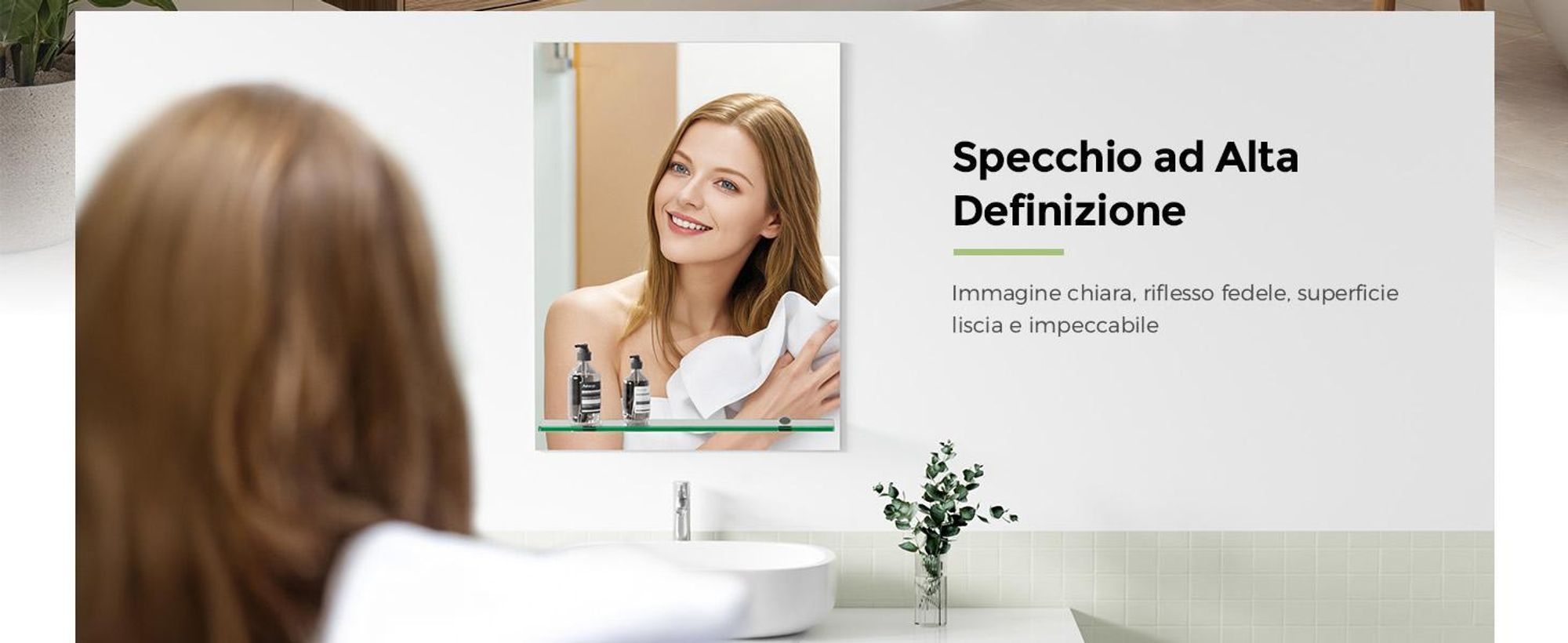 S'AFIELINA Specchio da bagno con mensola 60 × 80 × 1,0 cm (A × L × P) Specchio con mensola Specchio da parete per bagno con scaffale