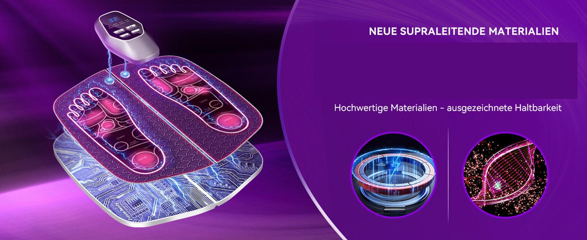 Fußmassagegerät, Tiefenmuskelaktivierung ,Fortschrittliche EMS-Technologie, EMS-Fußmassagegerät mit 8 Massageprogrammen, 32 Intensitätsstufen