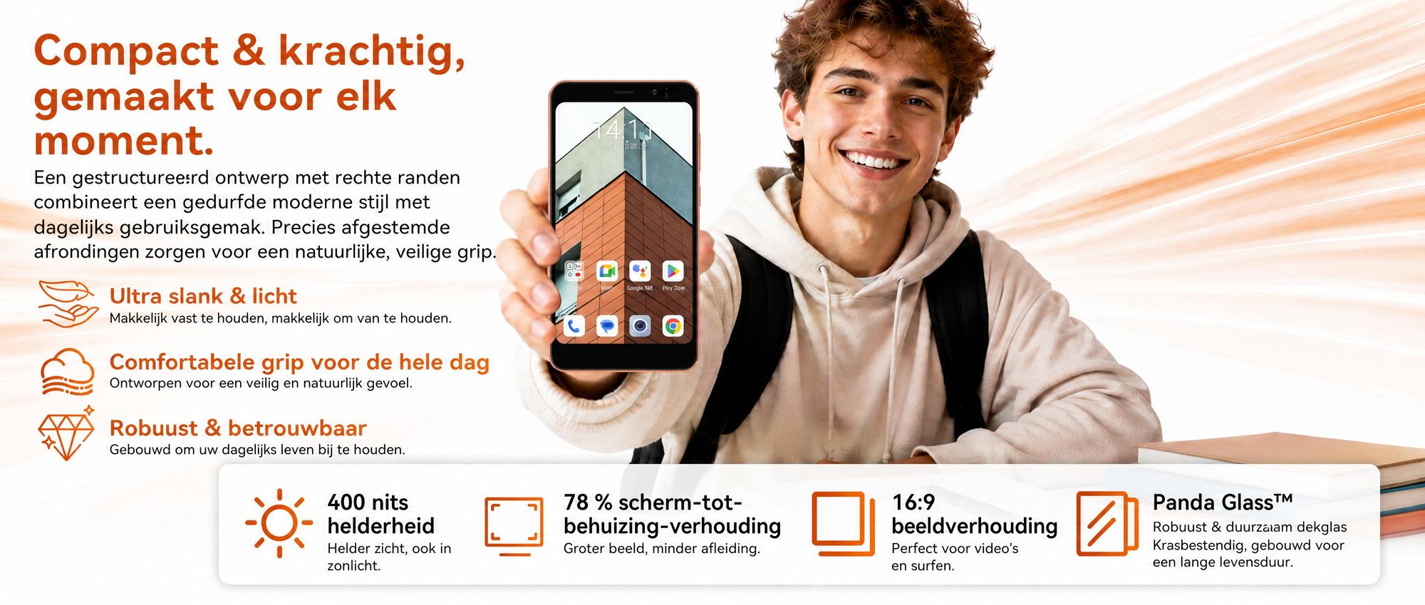 Blackview-Oscal Wave 2C, 5-inch, ultralicht smartphone, zonder abonnement, Android 16, 12+32GB, Face ID, dual SIM, 1080P, inclusief gratis TPU beschermhoes