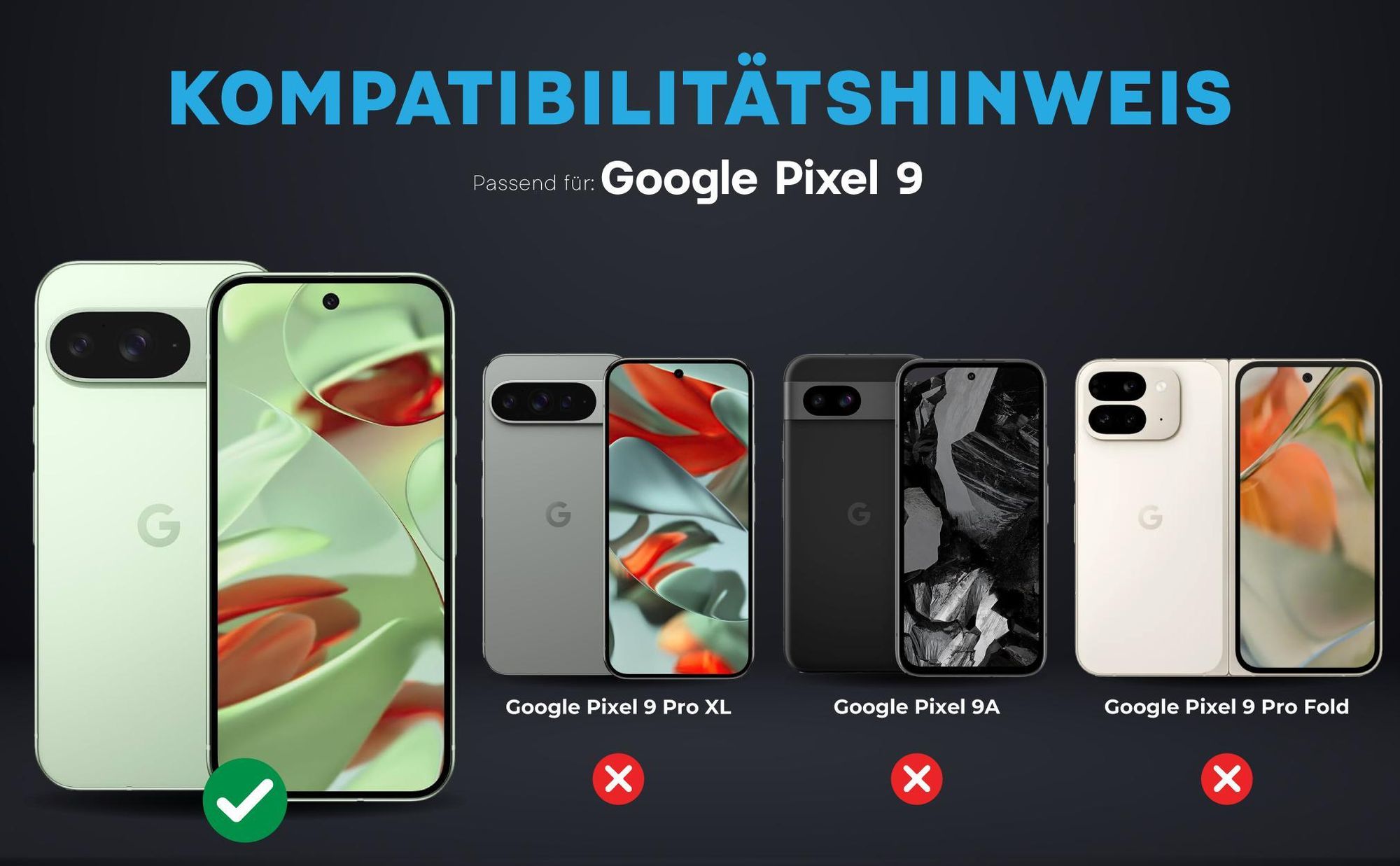 Kompatibilitätshinweise Kameraglas für Google Pixel 9