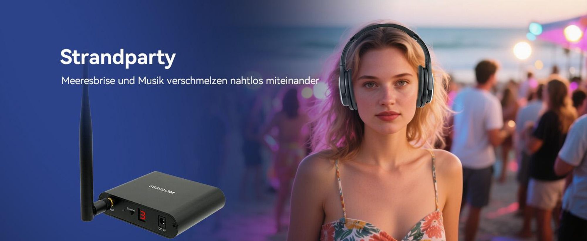 Retekess TA004 Silent Disco Starter Kit, Kopfhörer Wireless für TV, 200M, HIFI-Klangqualität, 20 Kopfhörer, Kopfhörer für Partys, Fitnessstud, Yoga