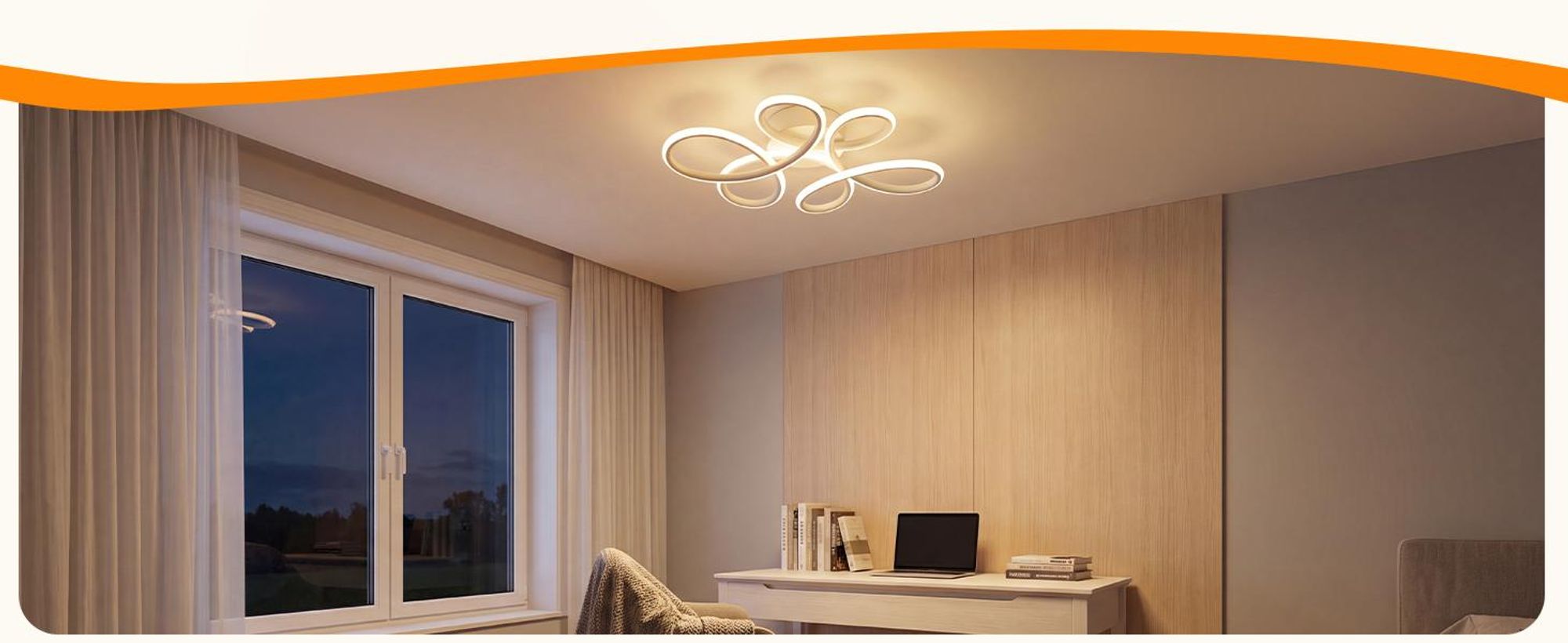 ZMH Deckenlampe Wohnzimmer LED Deckenleuchte 24W 3000K Küchenlampe Weiß Modern Blume Design Wohnzimmerlampe für Schlafzimmer Büro Küche Flur