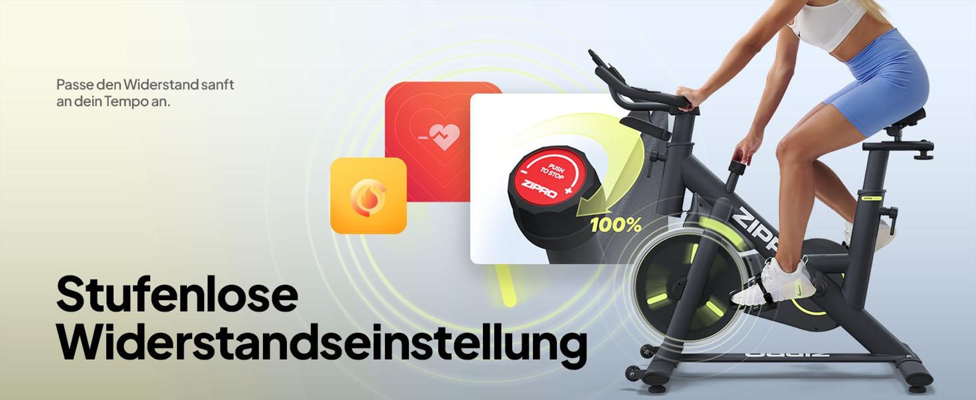 ZIPRO Heimtrainer Fahrrad Modo Bluetooth App Indoor Cycle Fitnessbike Hometrainer Bike leise Cardio Training Senioren 110 kg Trimmrad Kinomap