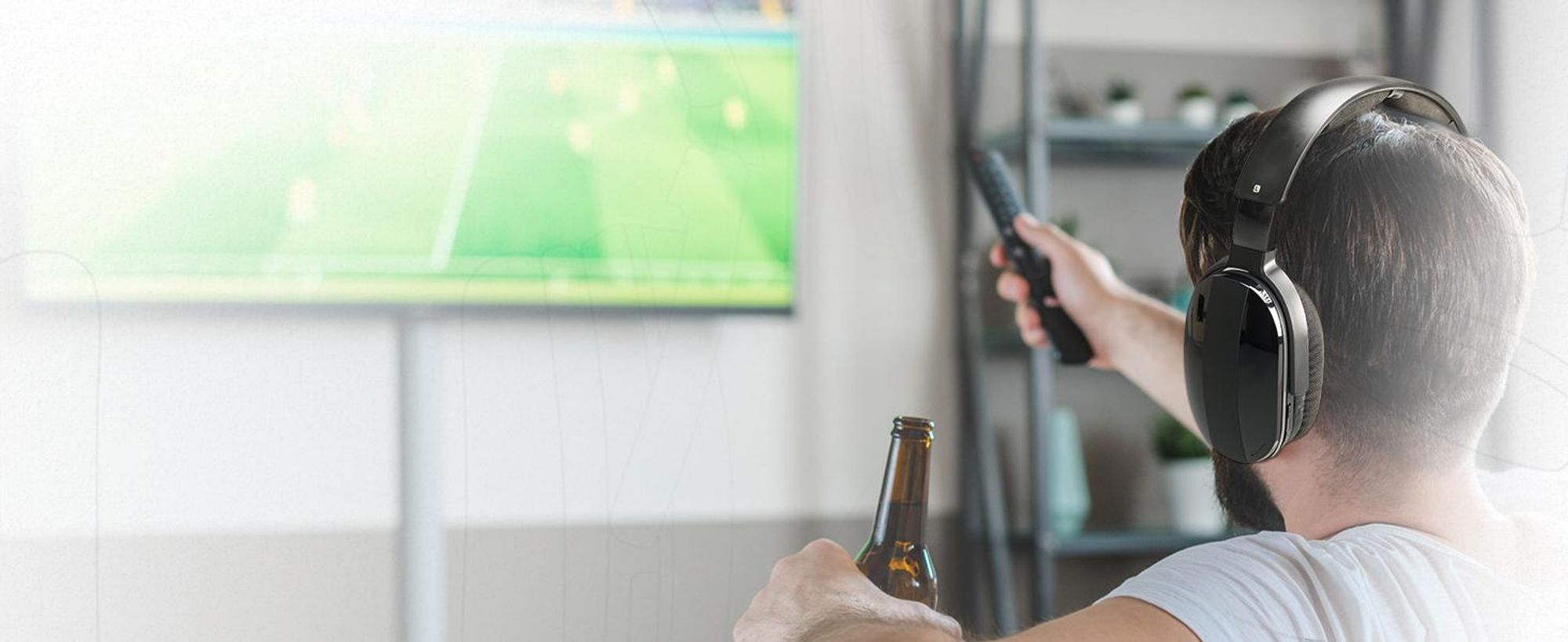 Retekess TA007 Cuffie wireless per TV, stazione di ricarica con trasmettitore a 2,4 GHz, portata 60 m, compatibili con Bluetooth, cuffie per la TV pensate per gli anziani, partita di calcio