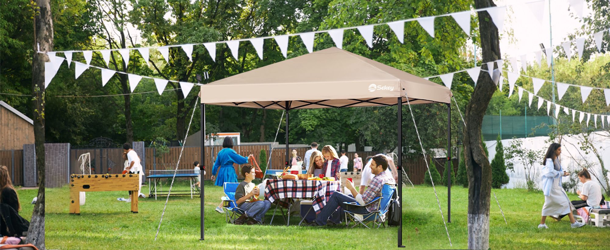 Sekey Faltpavillon 3x3 wasserdicht, Pop Up Pavillon mit 4 Sandsäcken, UV-Schutz 50+ Pavillons & Partyzelte Festzelt, Taupe