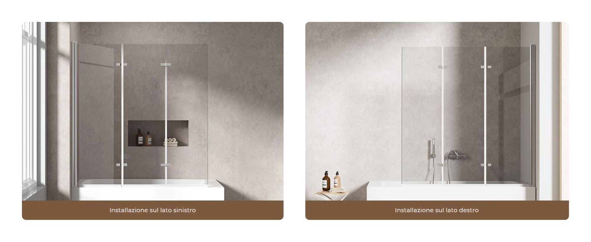 S'AFIELINA Cabine doccia pieghevole 3 pezzi per vasca 130x140 cm, vetro di sicurezza ESG 6 mm con rivestimento NANO Easy-Clean