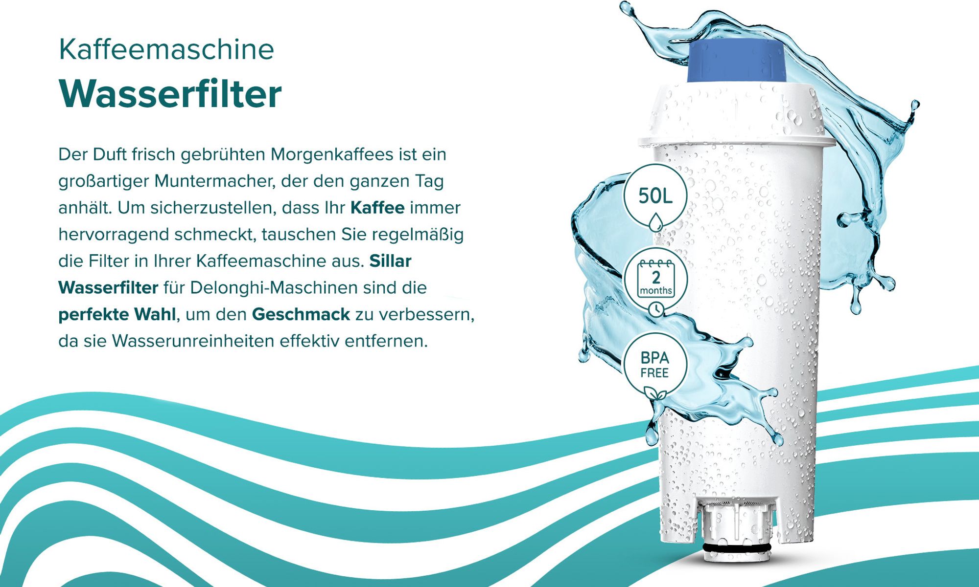 Sillar Wasserfilter für Kaffeevollautomat 12er Set – Ersatz für De’Longhi DLS-C002, SER3017