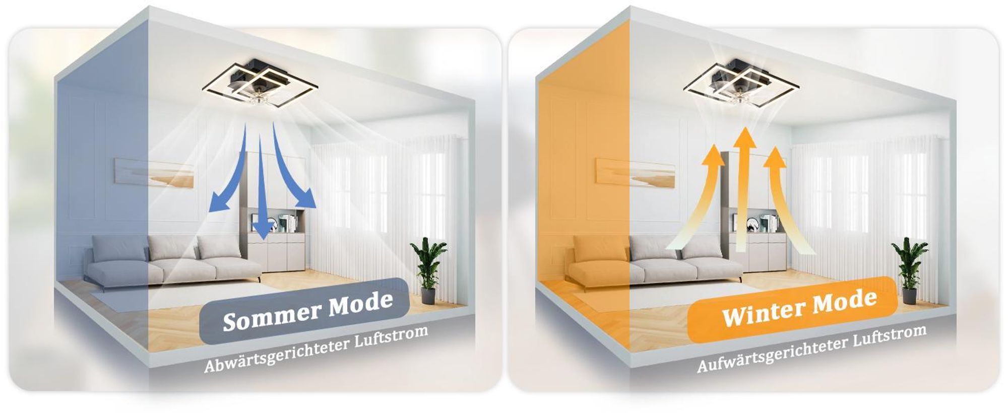 ZMH LED Deckenventilator Mit Beleuchtung Leise Deckenlampe Ventilator Fernbedienung Dimmbar 6 Gang DC Motor Timer Deckenventilatoren für Schlafzimmer