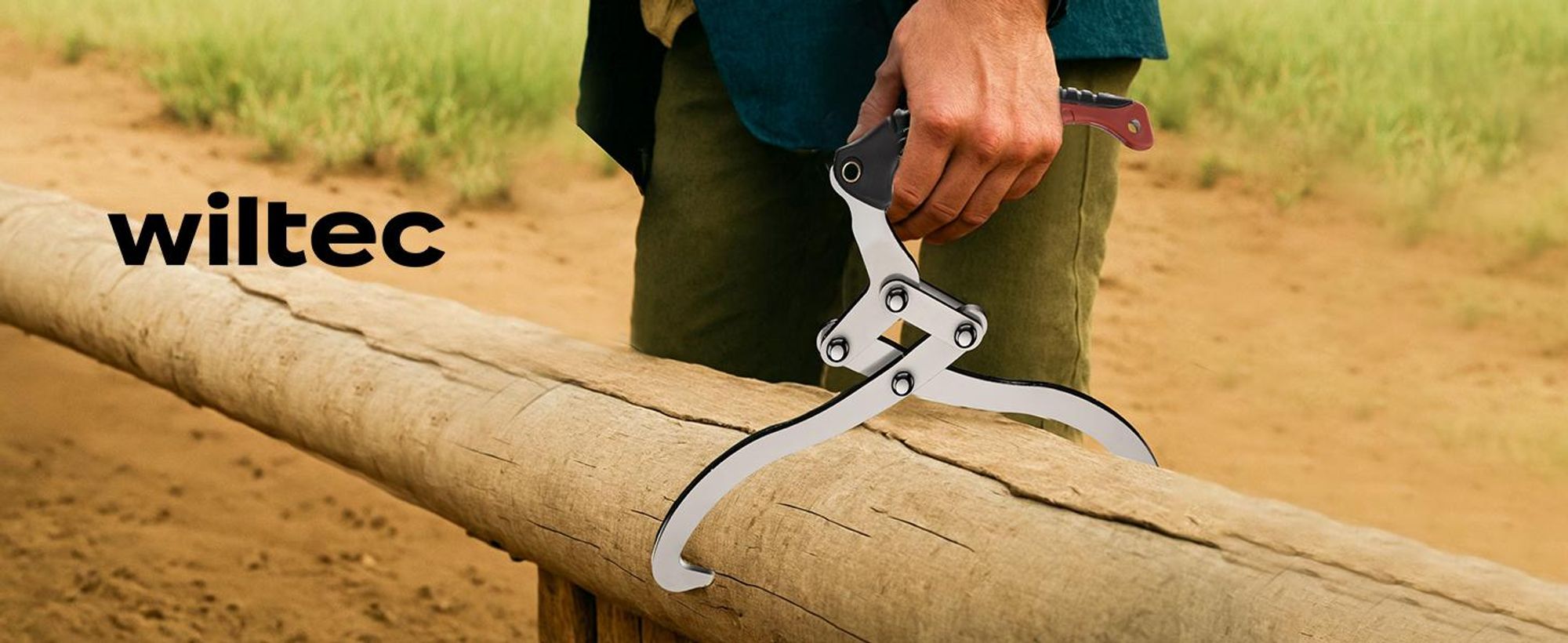 Wiltec Handpackzange mit 30 cm Klauenöffnung bis 100 kg, 44 cm Holzzange aus Stahl zum Heben, Packzange für Rundhölzer bis Ø 30 cm, Greifer mit Handgriff