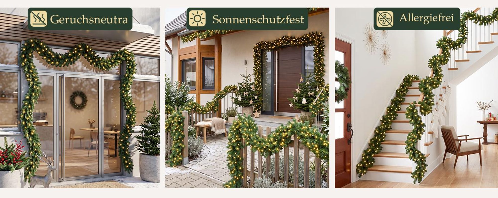Salcar 5m Weihnachtsgirlande mit Beleuchtung Tannengirlande Beleuchtet Weihnachtsdeko mit 200 LEDs