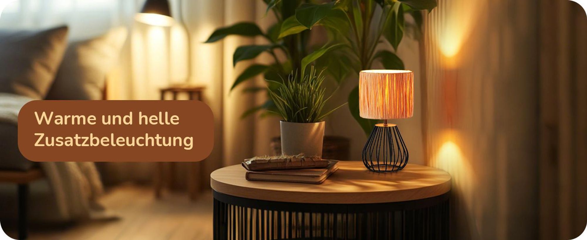 EDISHINE Nachttischlamp Wohnzimmer, Boho Tischlampe mit inkl. 4W LED-Leuchtmittel, Schwarz