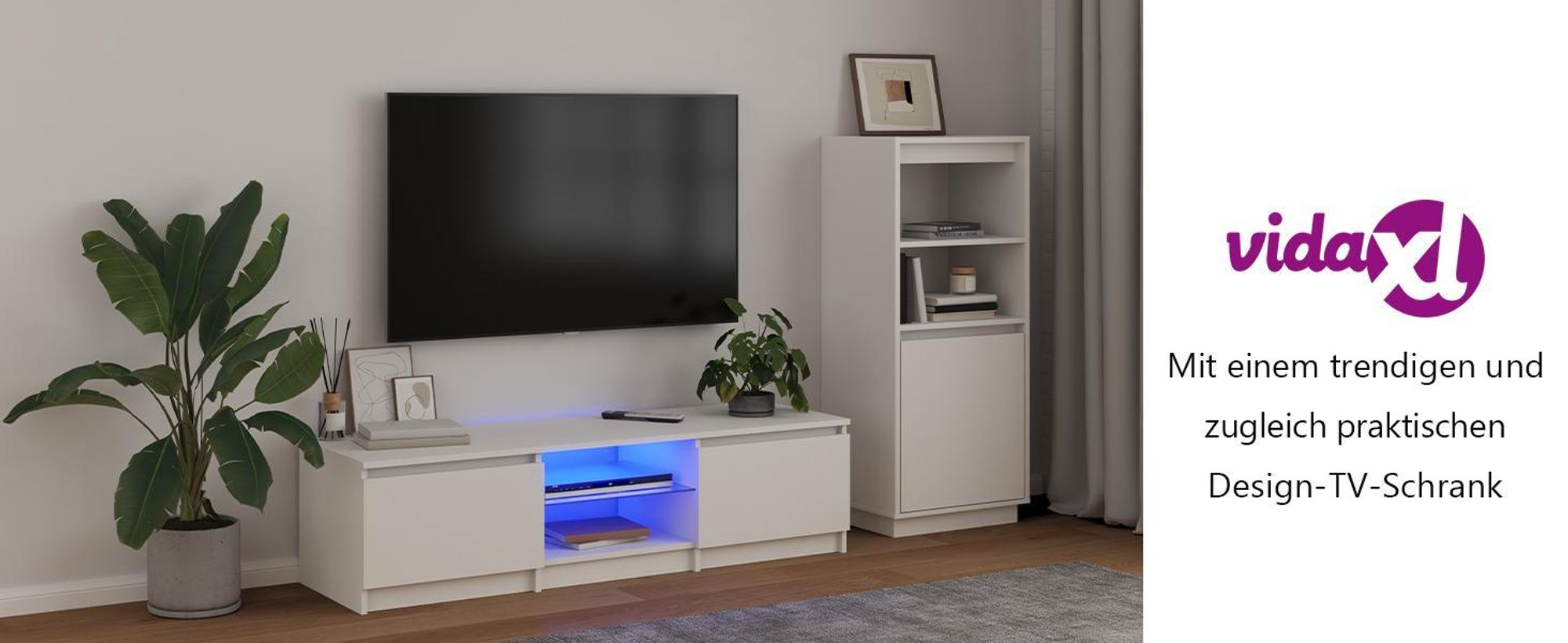 vidaXL TV-Schrank mit LED-Leuchten Weiß 140x40x36 cm