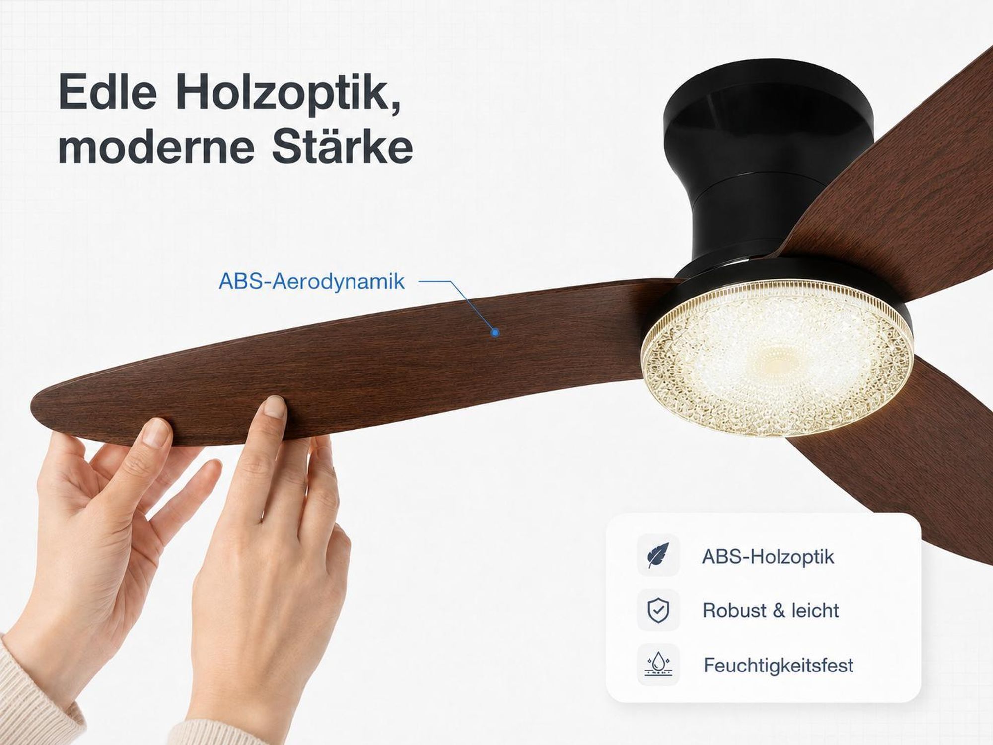 Deckenventilator mit Beleuchtung leise, Ø100cm DC Motor 6 Stufen, Smart APP & Fernbedienung, Dimmbar 3 Farben Umkehrbare Windrichtung Wohnzimmer Büro