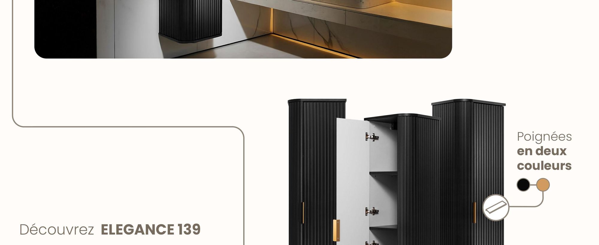 Armoire haute - 139 cm - Noir