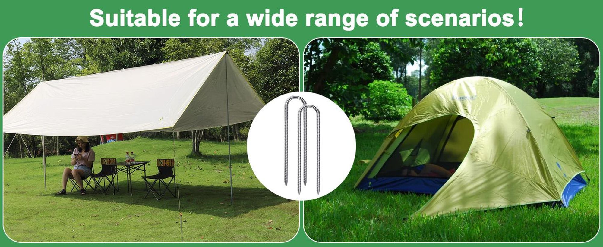 12× Bodenanker,30cm Bodenpfähle,Verzinkter Stahl Bodenanker Trampolin,Bewehrungsstab Zeltheringe,Garten Pfähle,Camping Zelt Heringe Silber U
