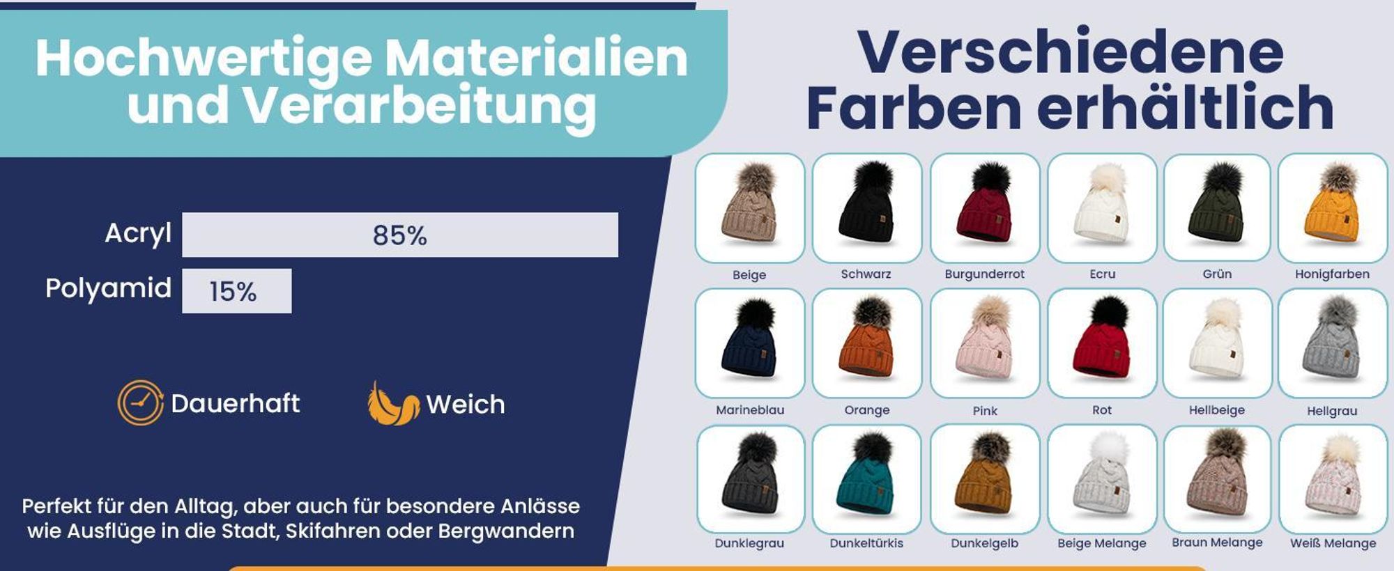 Vivisence damen bommelmütze und schal set warm kopfbedeckung und halsbedeckung an winter und herbst warm dick, wintermütze mit bommel, winterset für frauen, hergestellt in der eu, rosa, einheitsgröße