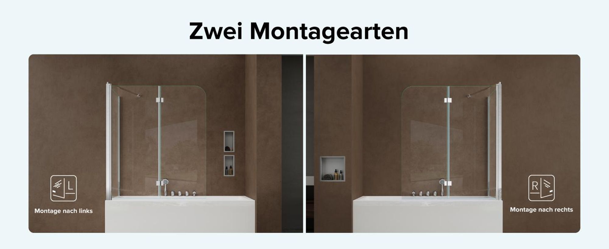 doporro 70x120x140cm Design-Duschwand für Badewanne Badewannenaufsatz Duschabtrennung 6mmESG-Sicherheitsglas inkl.NANO-Beschichtung Badewannenfaltwand