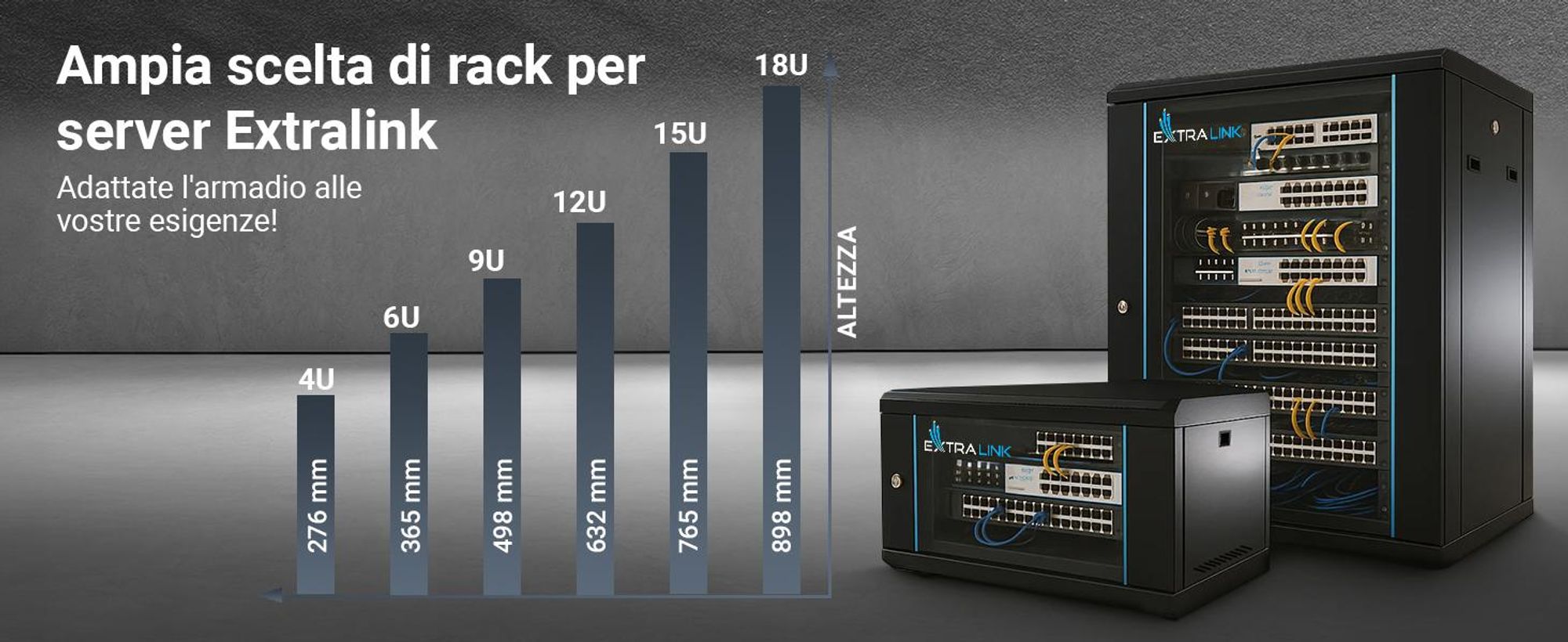Extralink Lite armadio rack 9U da parete 530x400 mm nero + ripiano