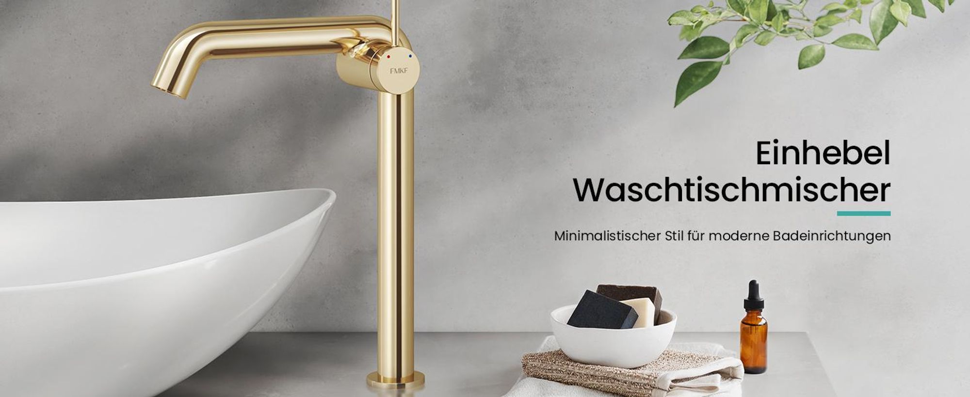 EMKE Einhebel-Waschtischarmatur, Badarmaturen 332x220x76mm , Wassersparend, Korrosionsschutz, Bleifreies Messing, Champagnergold