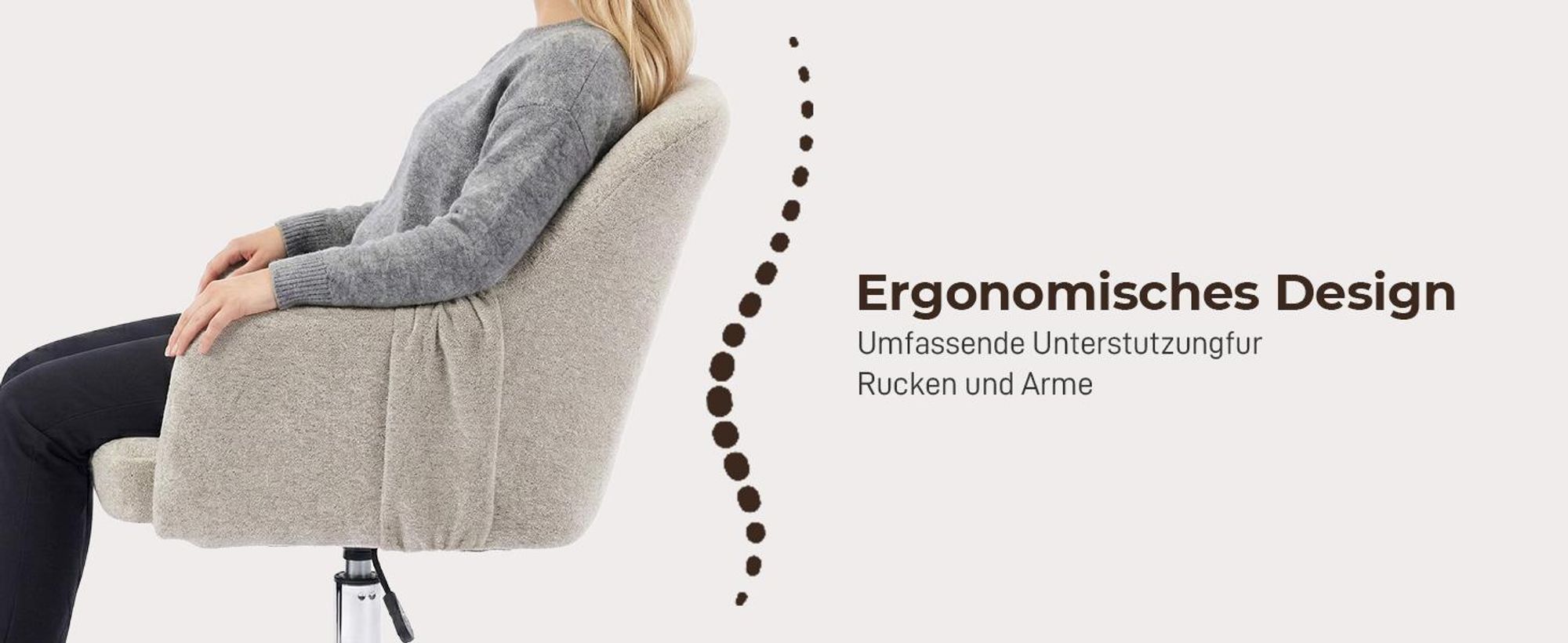 Schreibtischstuhl mit Armlehnen, Drehstuhl mit Rollen, Polsterstuhl,Hellbraun