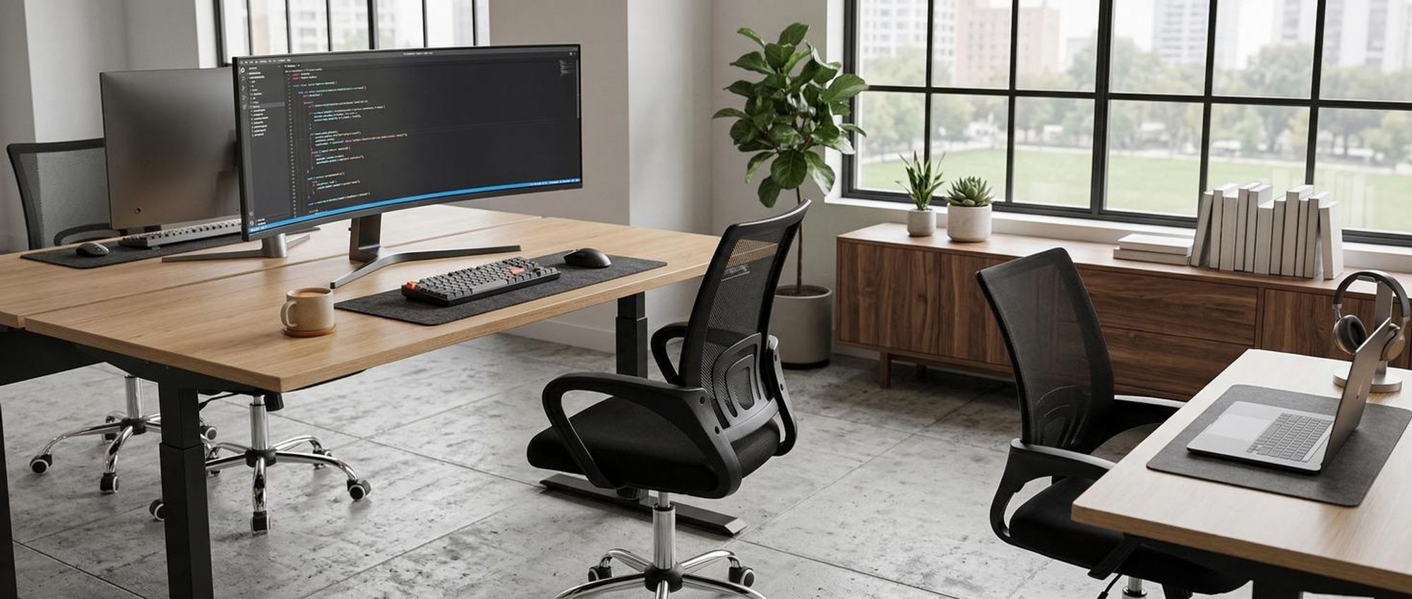 tectake® Bürostuhl Marius ergonomische Form mit Lordosenstütze 360° drehbar