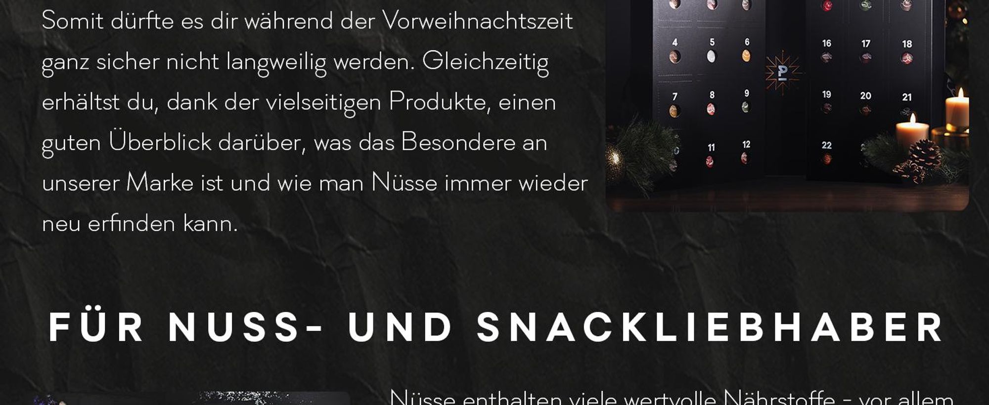P-Stash Adventskalender 2026 Weihnachtskalender mit Nüssen und Schokolade - Pistazien, Mandeln, Haselnüsse, Erdnüsse uvm. - Nussmischung handgeröstet