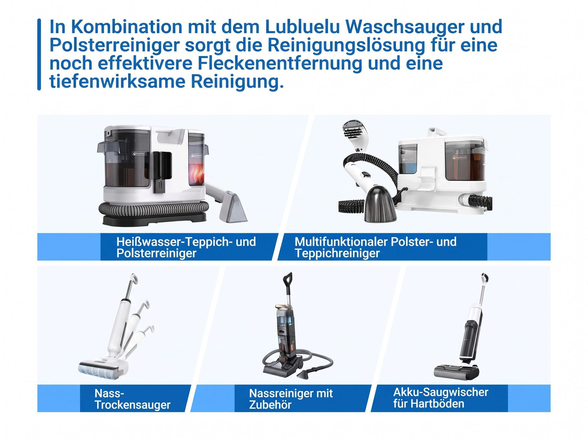 Lubluelu 1L Konzentrat Schaumarmes Reinigungsmittel für Waschsauger & Polsterreiniger, für Sofas, Teppiche & Autositze, passend für V2, V6, V11