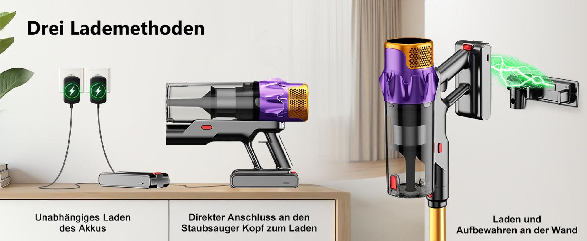 Hiazurm Akku Staubsauger, 85000Pa Staubsauger kabellos mit Touchscreen, HEPAx4, 80Min, Schlauchbürste, Staubsauger, 2L, Anti-Tangle-Staubsauger