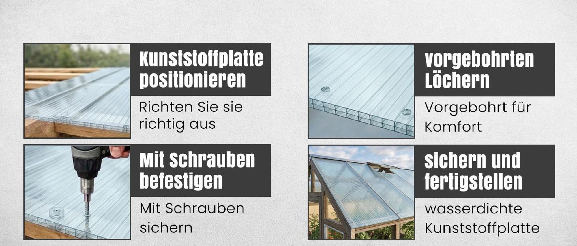 LP Projekt Gewächshauspaneele 605 × 1210 mm | 4 mm Polycarbonat-Gewächshausplatten in 5er-Packung | Doppelwandplatten mit UV- & witterungsbeständig
