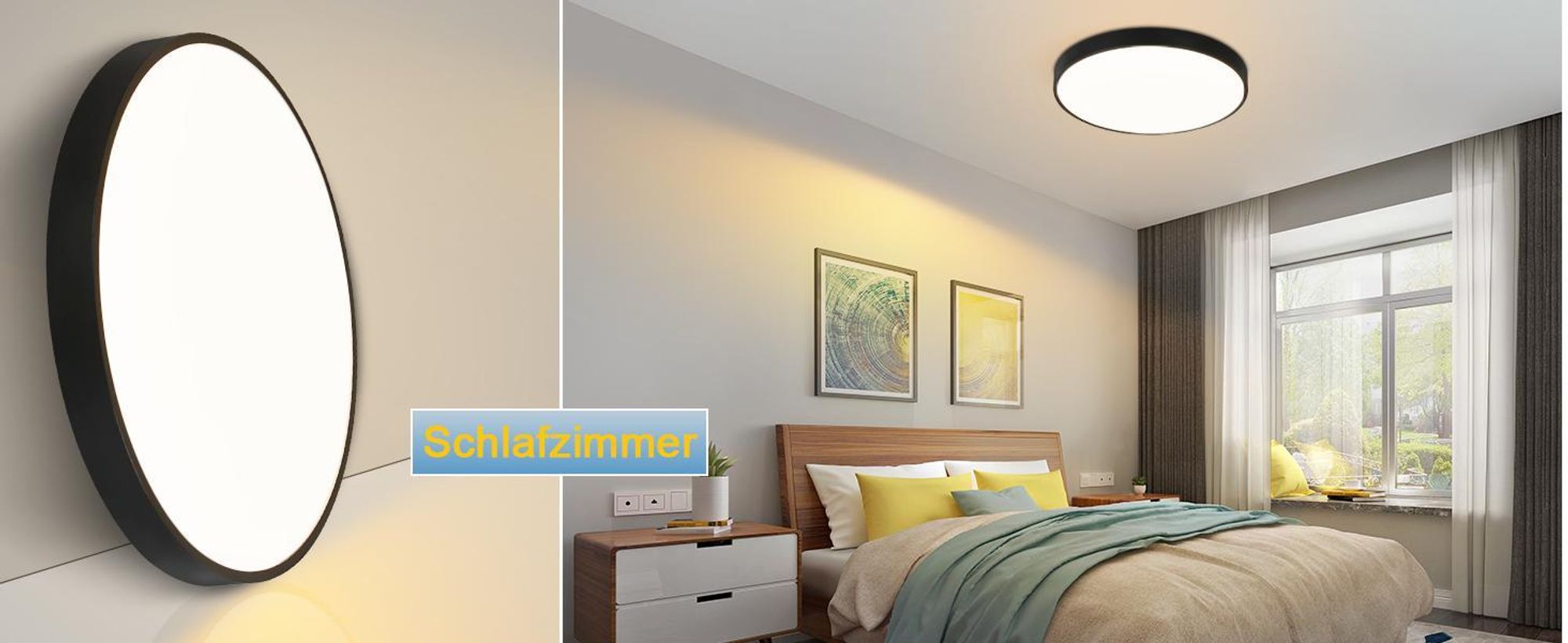 ZMH LED Deckenleuchte Schwarz Deckenlampe 17W Warmweiß Küchenlampe Flach IP44 Rund Modern Flurlampe für Wohnzimmer