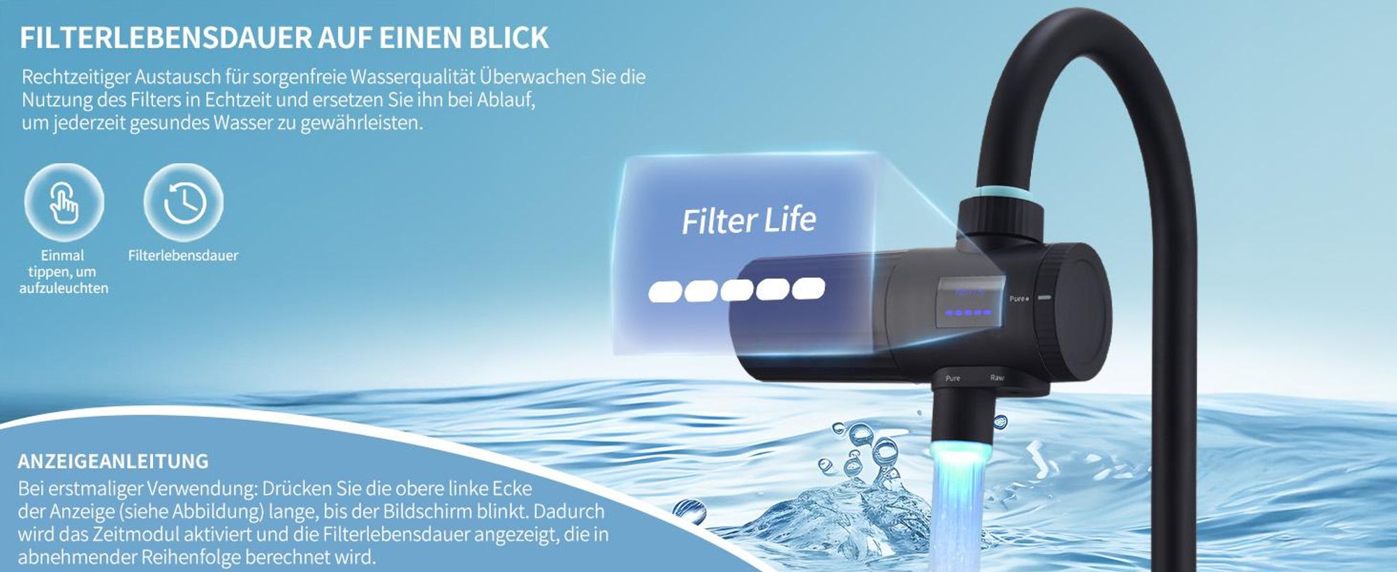 Homelody Wasserfilter für Wasserhahn,99% Chlorentfernung aus Leitungswasser,Blei-Filterung，Chloraminen und organischen Stoffen,Filter für Armatur