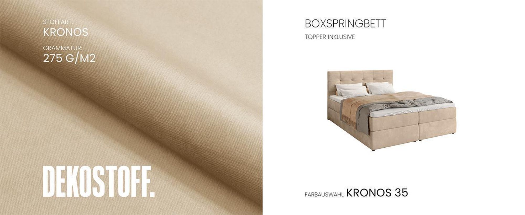BroMARKT Boxspringbett DETROIT mit 2 Bettkasten, Bonell-Matratze, Polsterbett, Bett (Altrosa, Kronos 27, 180 x 200 cm)