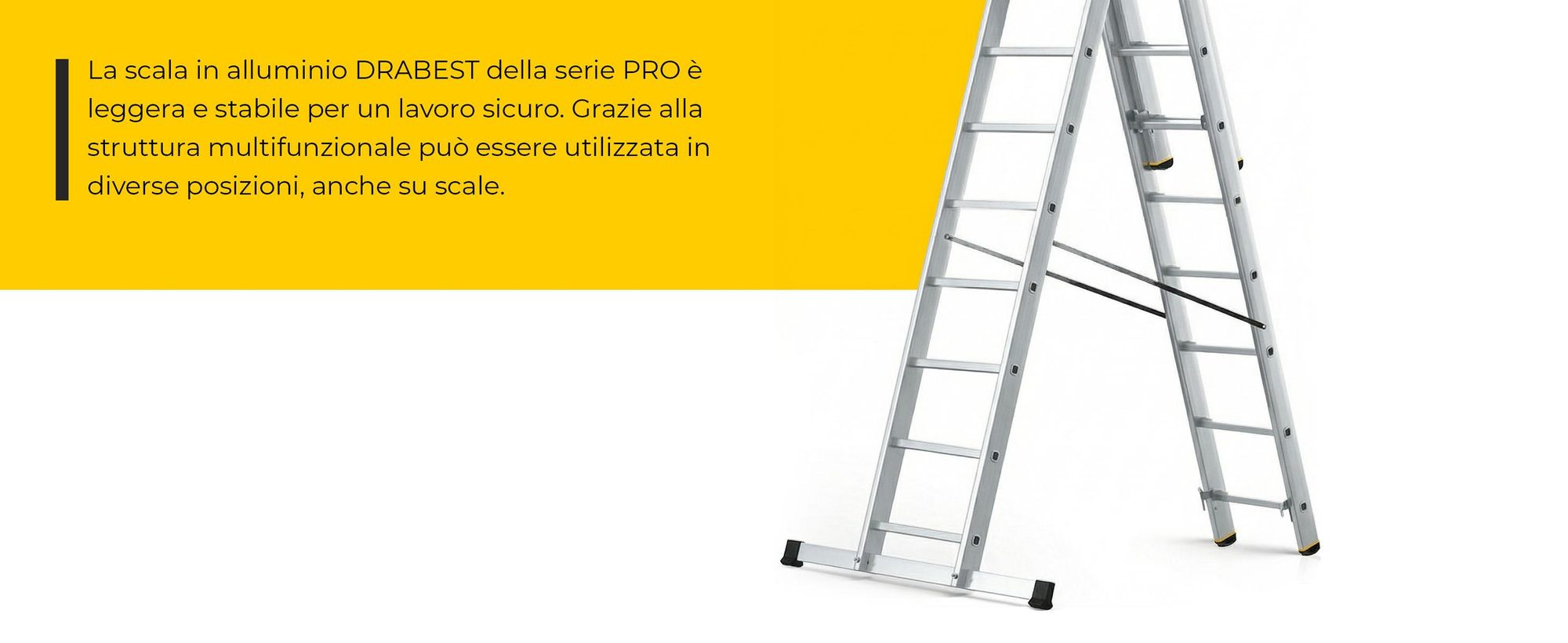 Drabest | Scala Alluminio 3 Éléments 3x10 - 150 kg - Antiscivolo - Multifonctionnelle - Sicura