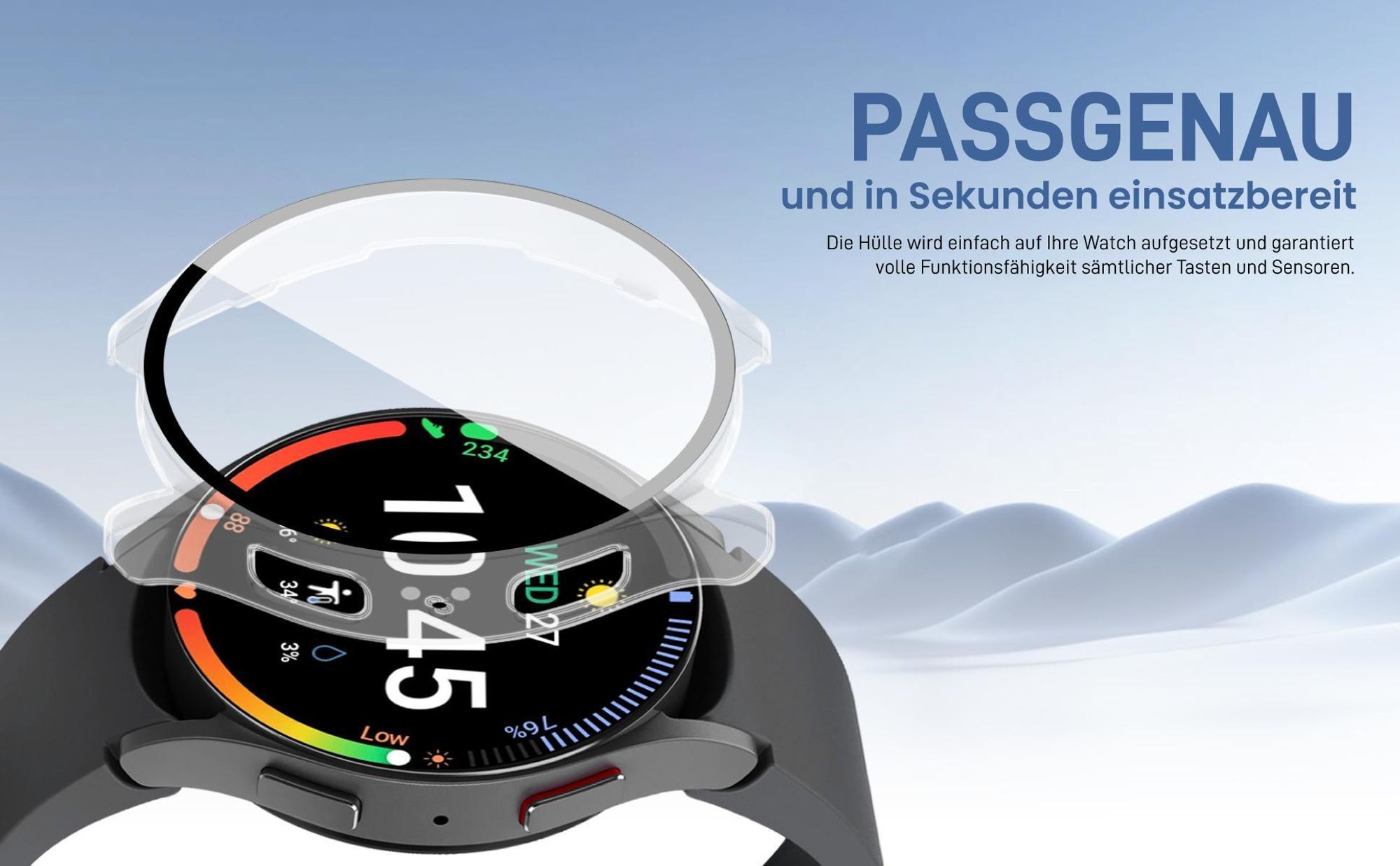 Graue Smartwatch Hülle für Samsung Galaxy Watch7 40 mm Gehäuse- und Displayschutz