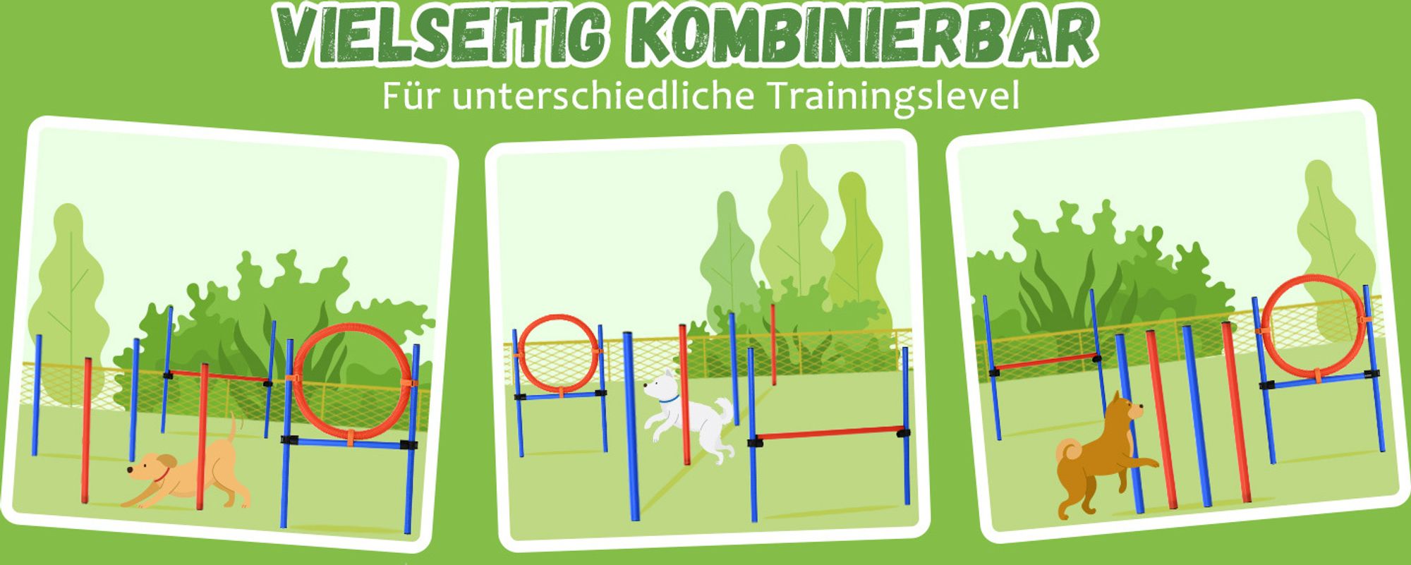 Pawhut Hunde Agility Slalom Übung Hundesport Training Reifen Hürde Set 2 Modelle