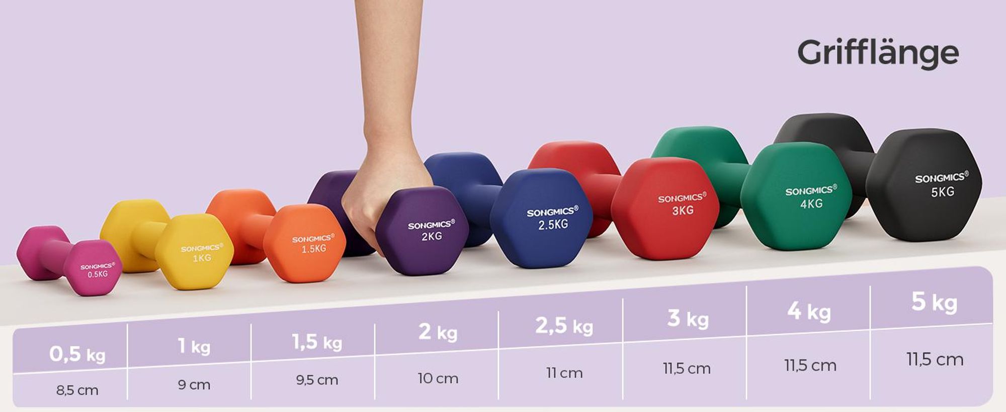 SONGMICS Hantel-Set Kurzhanteln, 2er Set, Krafttraining, zu Hause, Büro