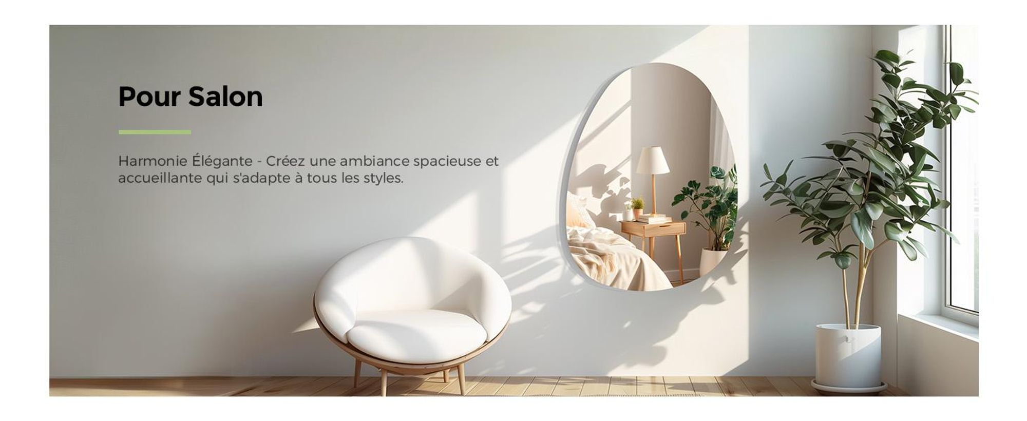 S'AFIELINA miroir mural asymétrique 60×45 cm sans cadre miroir de couverture miroir de salle de bain pour salon, salle de bain et chambre à coucher