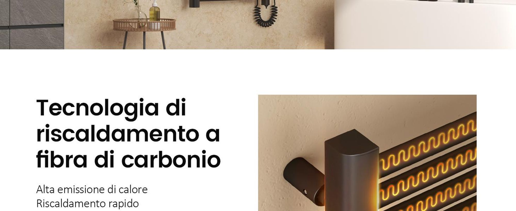 EMKE Scaldasalviette elettrico 1200x400 mm, 450W nero con timer touch e programma settimanale, termoarredo bagno