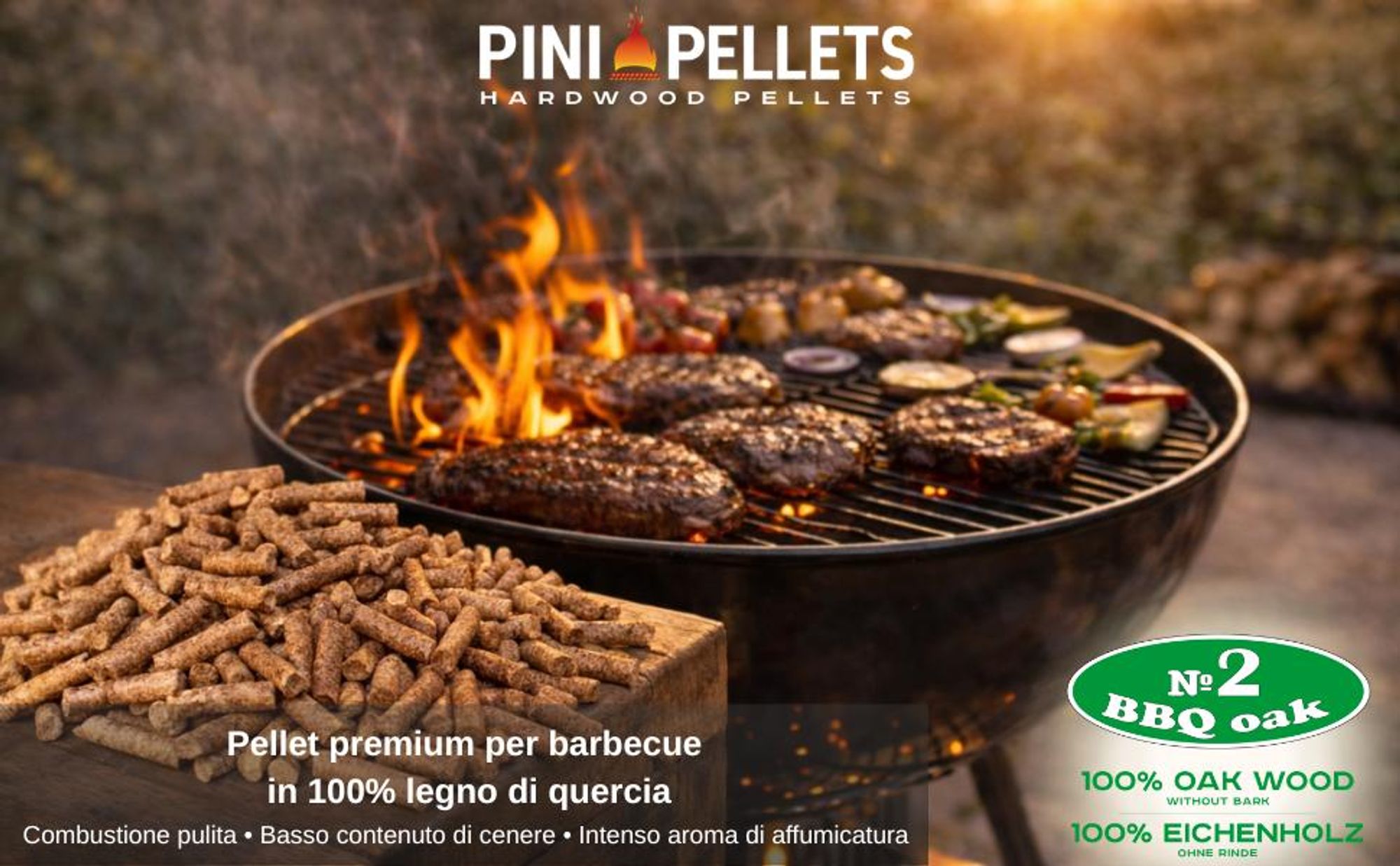 Pellet premium in legno duro di quercia