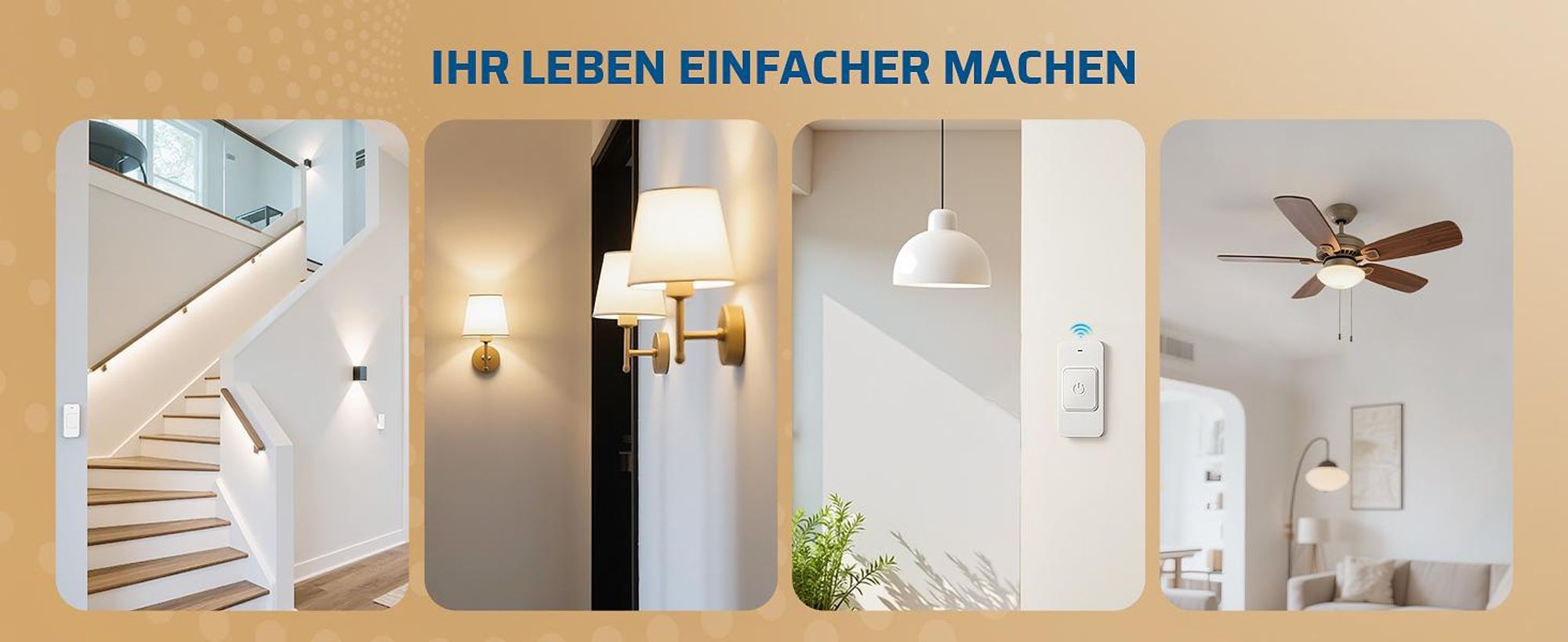 DEWENWILS Funk-Lichtschalter Set 230 V, magnetischer Funkschalter mit Empfänger, drahtlos, Reichweite bis 30 m, erweiterbar, 2300 W