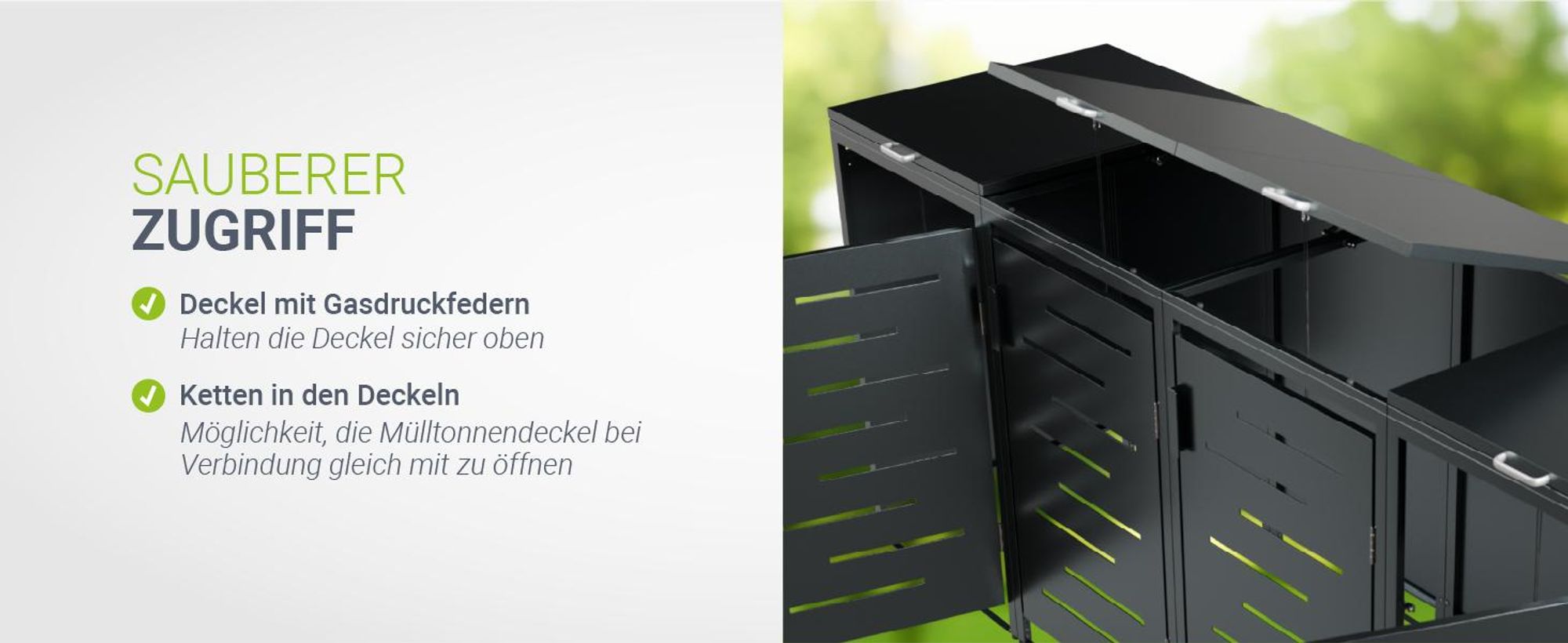 Juskys Mülltonnenbox Arel 4er - Metall Gartenbox - Anthrazit