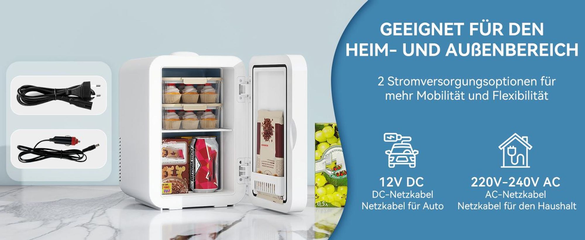 Puluomis Mini Kühlschrank 8L mit LED Spiegel tragbar für Kosmetik, Kühlbox Warmbox weiß