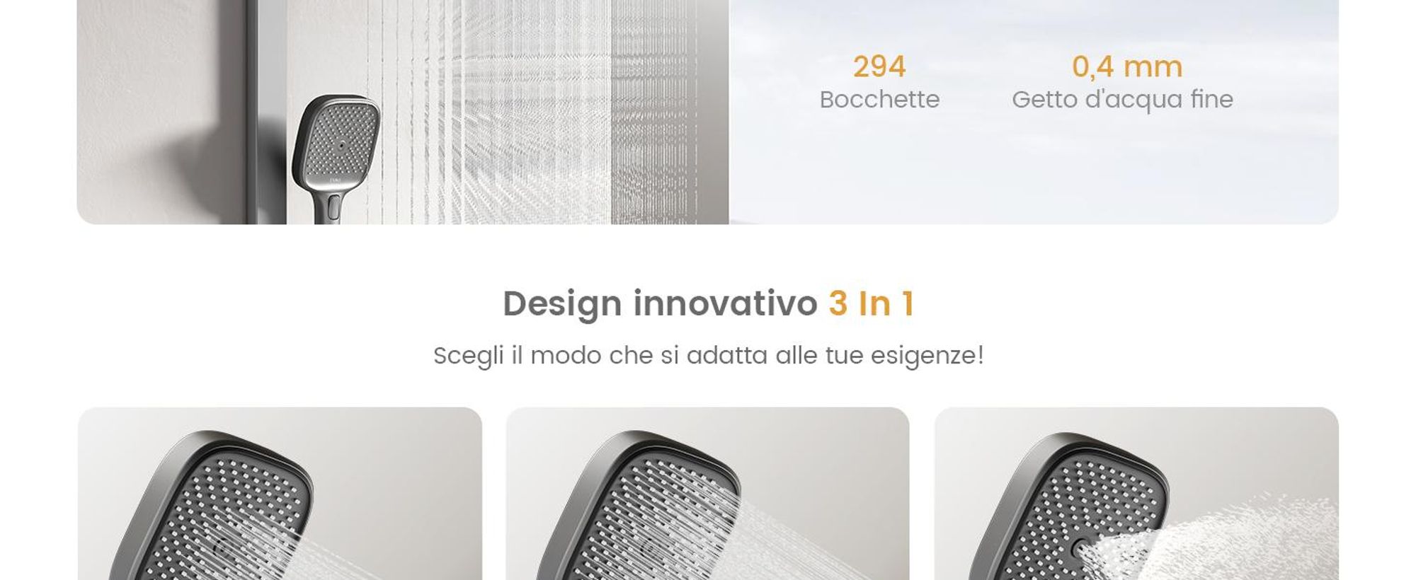 Sistema doccia EMKE con termostato Colonna doccia antracite opaca con doccia a pioggia quadrata 360×240 mm, bocca da bagno, regolatore di flusso e mensola in vetro F27