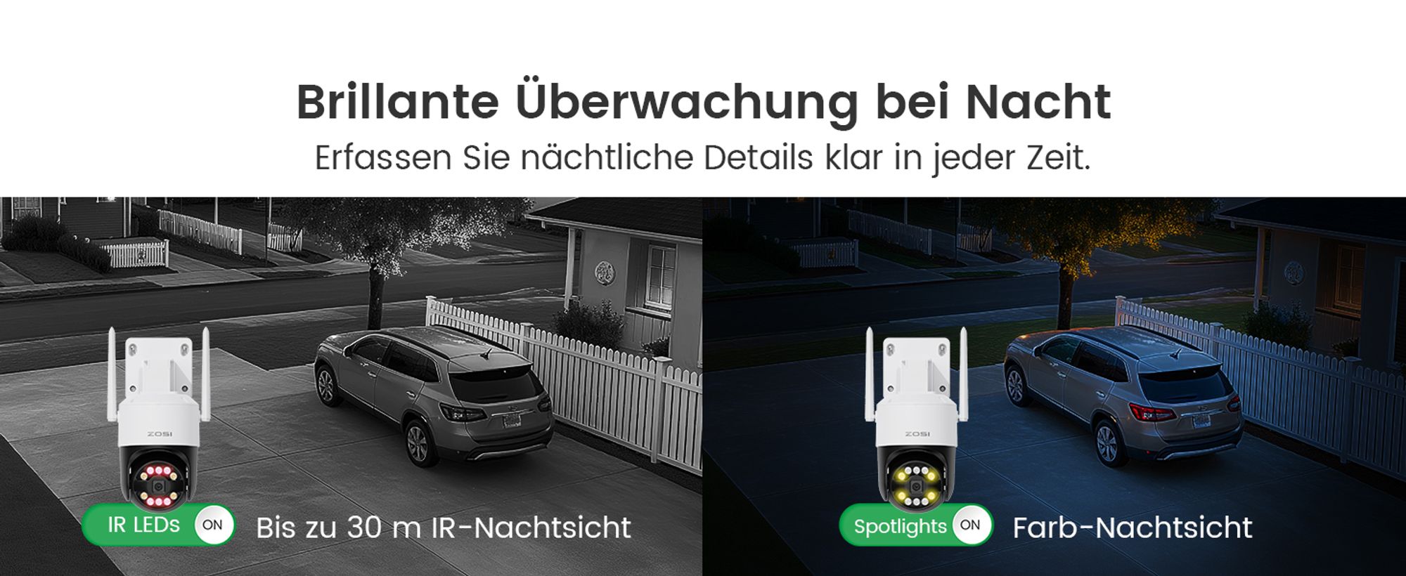 ZOSI 5MP WiFi 6 Überwachungskamera Aussen Set, 8CH NVR mit 1TB HDD, 4X 360° WLAN Kamera mit Personen- und Fahrzeugerkennung, Farb-Nachtsicht, C296B