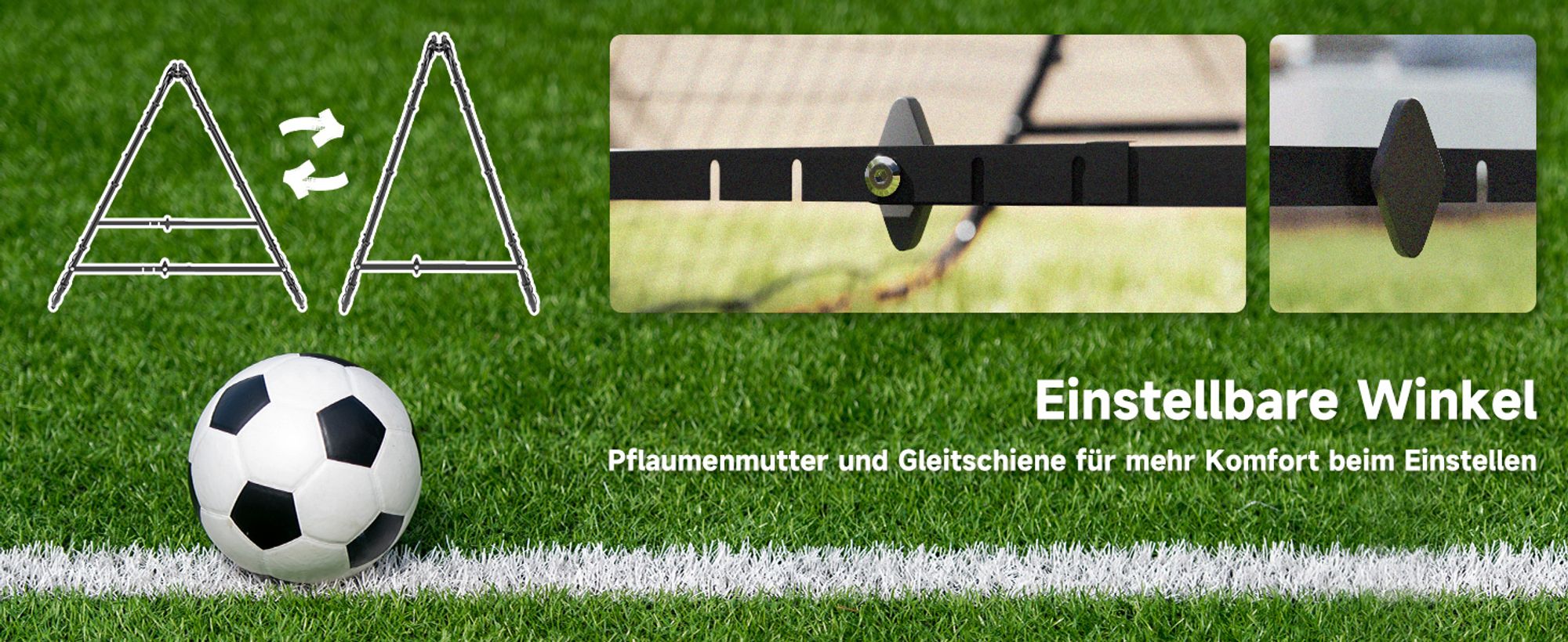 HOMCOM Fußball Rebounder Kickback Tor Rückprallwand Netz beidseitiger Rückprall