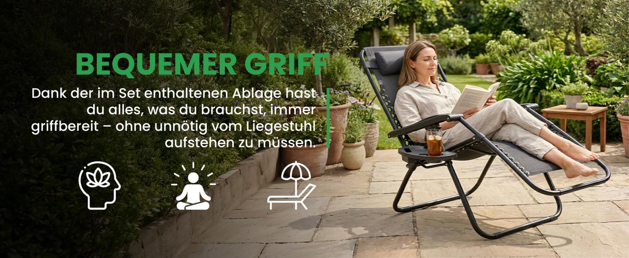 Garten Liegestuhl klappbare Grau verriegeln Strand